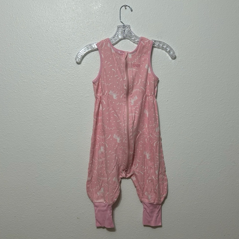 Halo Pink Unicorn SleepSack Front Zip Snap Shoulder Toddler Size 3T Wearable